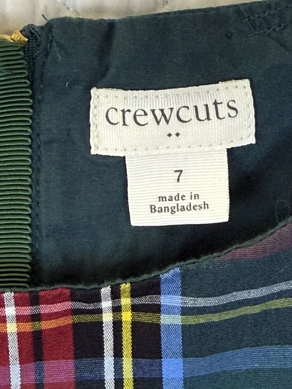 Crewcuts J.Crew Girls Tartan Tiered Plaid Dress Green Red Size 7